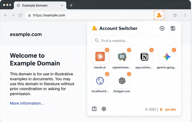 Account Switcher — Extension built with Node.js, React JS, and TypeScript