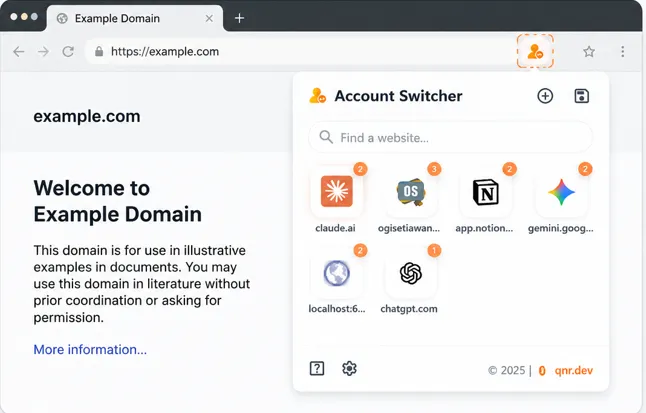 Screenshot of Account Switcher
